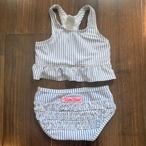 Ruffle Butts 12-18 months Blue Seersucker Swimsuit